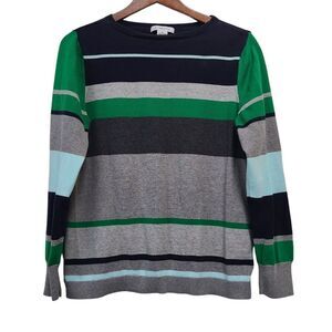 Liz Claiborne X Large Women's Sweater Knit Blue Gray Green Long Sleeve